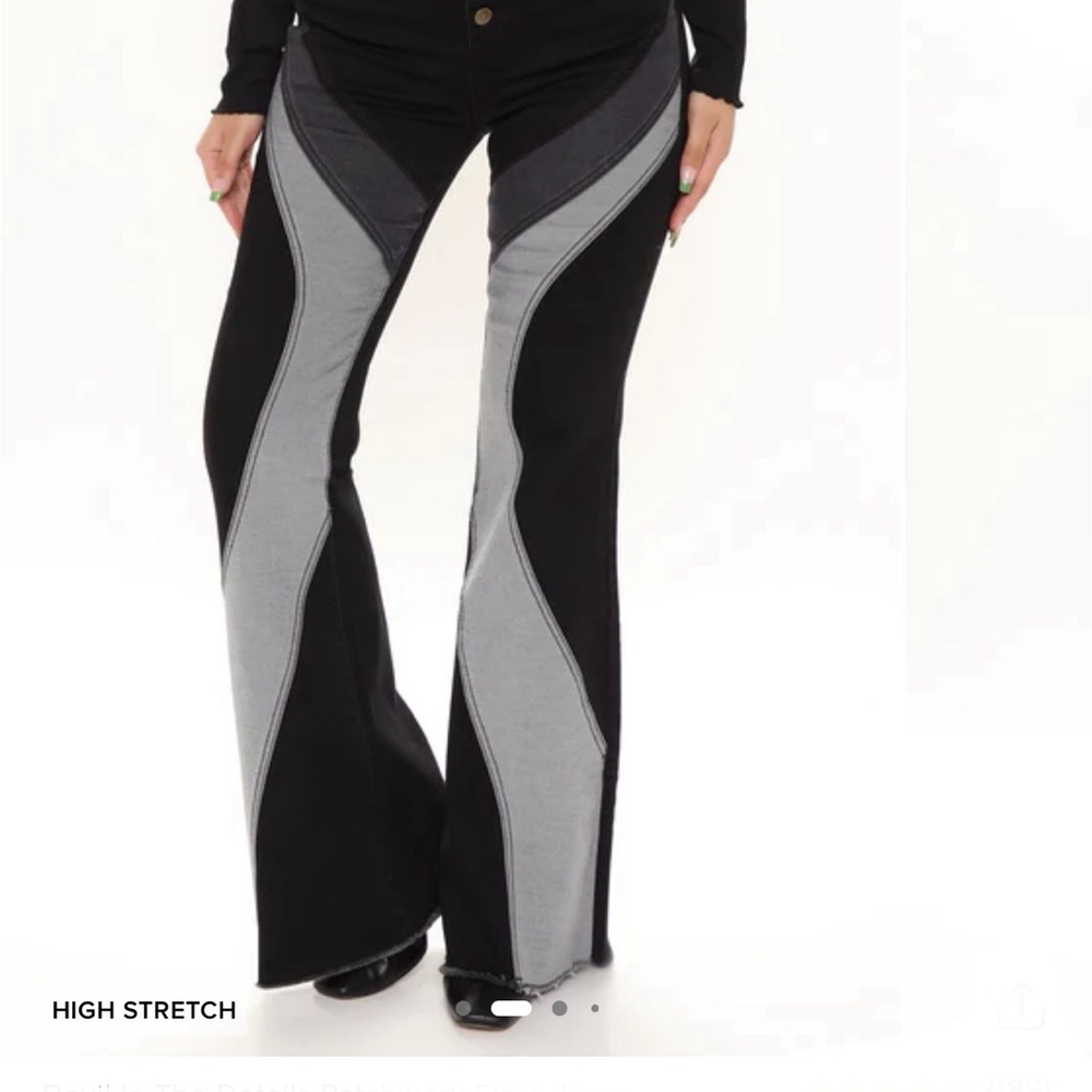 Fashion Nova Black and Gray Flare Pants